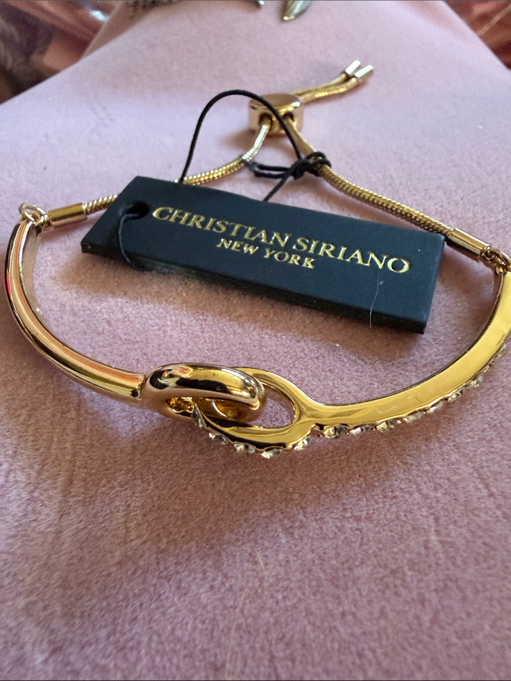 Christian Siriano Gold Tone Knot Slider Bracelet (J0229)